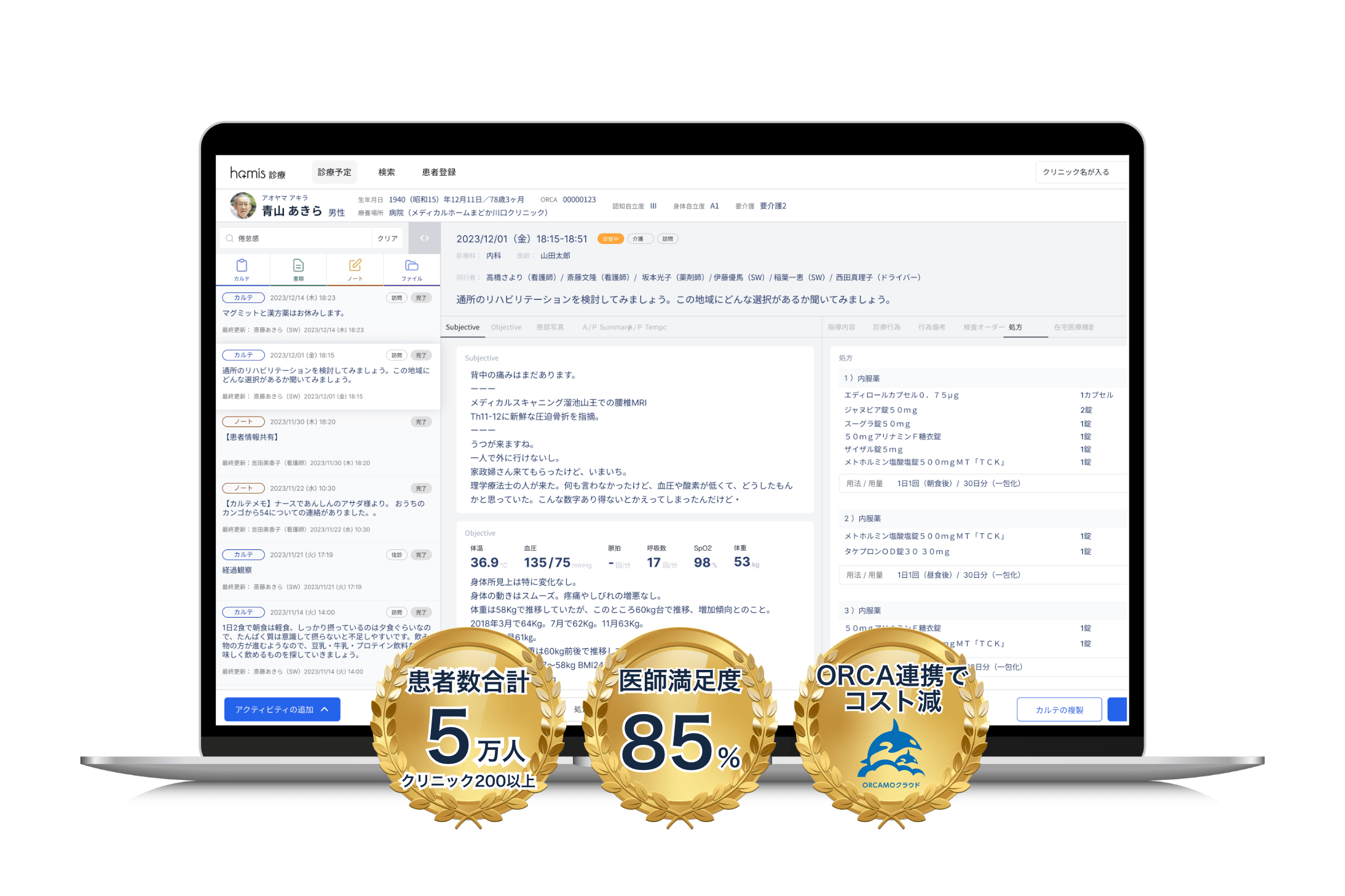 患者合計5万人 医師満足度85% ORCA連携でコスト削減